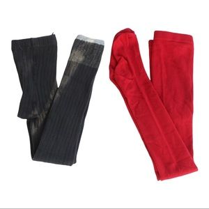 Zara 2-pk Red Gray Tights  Red Footed Tight Size 8/9 & Size 9/10